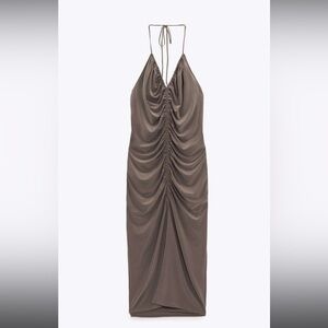 Zara ruched dress brown size large